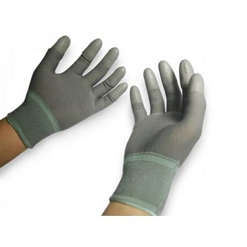 Bao tay sợi Polyester phủ PU đầu ngón màu xám